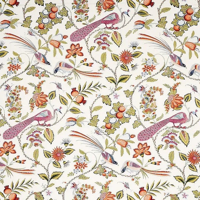 Sample- Schumacher Campagne Fabric in Persimmon & Pink For Sale