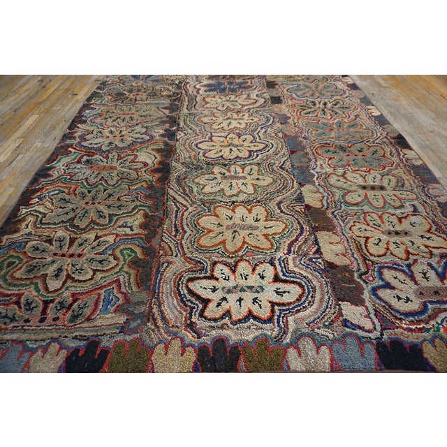 Gray Great Multi Color With Unique Florid Design Antique American Hooked Rug For Sale - Image 8 of 12