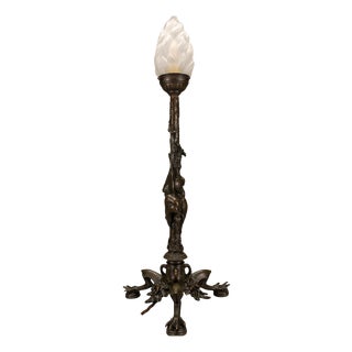 Late 19th Century French Bronze and Glass Table Lamp by A. N. Cain For Sale