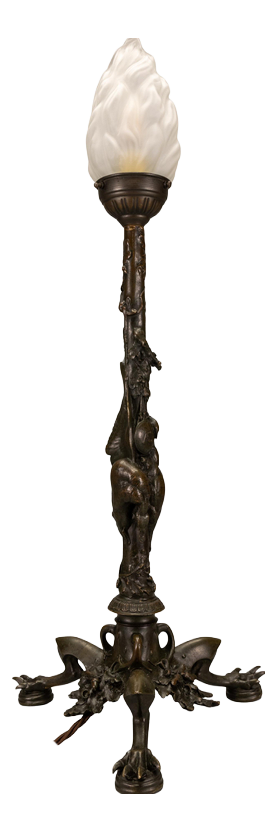 Late 19th Century French Bronze and Glass Table Lamp by A. N. Cain