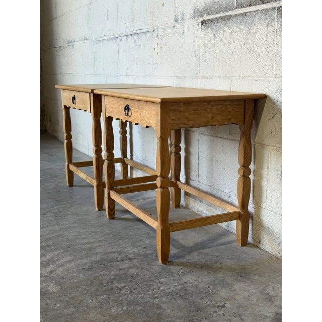 In Style of Henning Kjærnulf Oak Nightstands Set of 2 End Side Tables Vintage Mid-Century Modern 1960s For Sale - Image 11 of 13