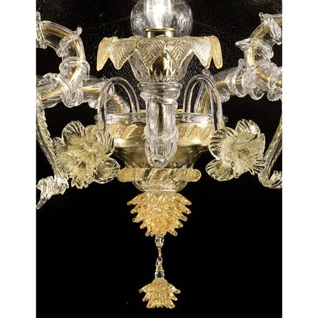 Traditional venetian "Ca' Rezzonico" Murano glass wall sconce , full of hand-made details of blowing glass . Full of gold-...