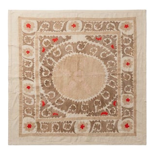 Suzani Tribal Textile - Embroidered Embroidery 4'7'' X 4'9'' For Sale