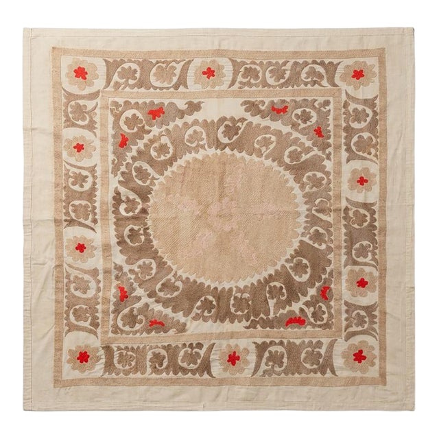 Suzani Tribal Textile - Embroidered Embroidery 4'7'' X 4'9'' For Sale