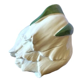 Vintage Vietri White Artichoke Porcelain Box For Sale