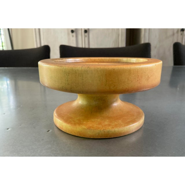 Orange Vintage Mid-Century Haeger Pottery Pedestal Candle Holder – Warm Orange/Yellow Drip Glaze For Sale - Image 8 of 14