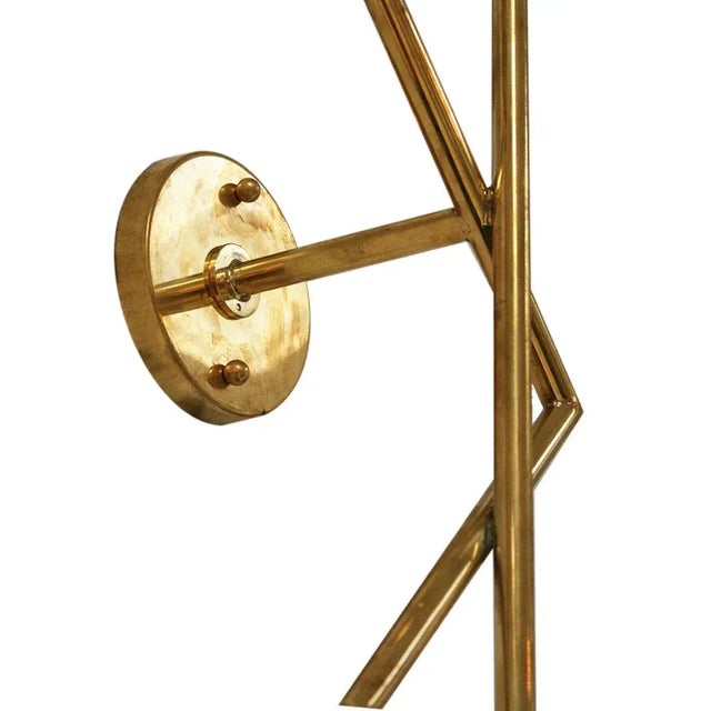 Mid-Century Modern Mid-Century Italian Modern Style Brass and Glass Sconces, Set of 2 For Sale - Image 3 of 11