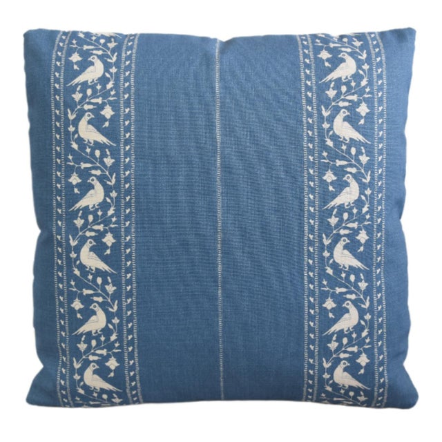 Custom-tailored designer pillow by Mike Seratt of The Prized Pig in Lisa Fine "Baroda II", an exclusive design depicting a...