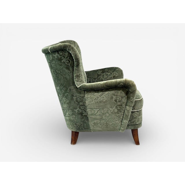 Ilmari Lappalainen, Lounge Chairs, Beech, Green Fabric, Finland, 1950s For Sale - Image 9 of 11