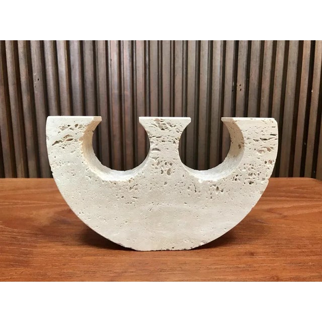 Italian Brutalist Three-Arm Candleholder in Travertine by Fratelli Mannelli, 1970s For Sale - Image 9 of 11