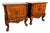 Mid 20th Century Pair of Carved Wood French Style Nightstands End Tables Figured Veneer Cabinets For Sale