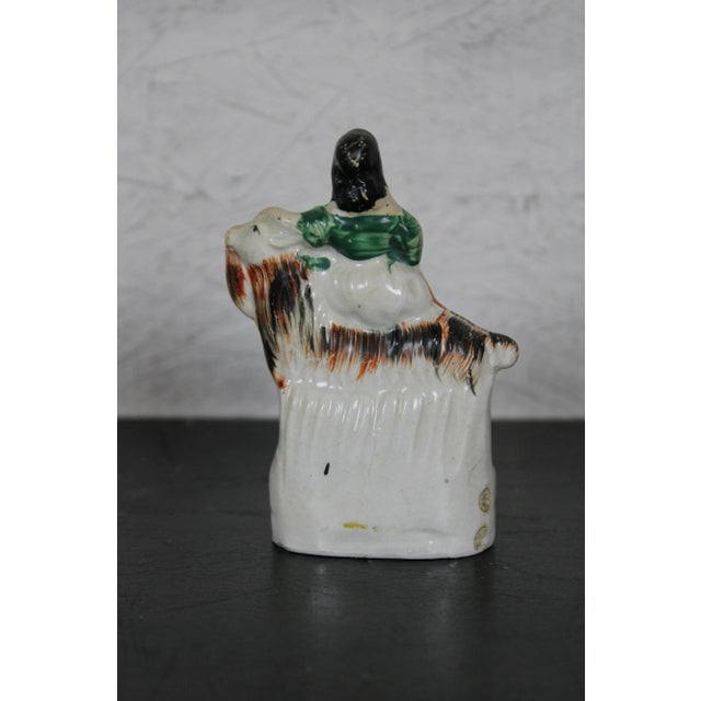 Antique English Staffordshire Porcelain Figurine Girl Riding a Goat For Sale - Image 6 of 12