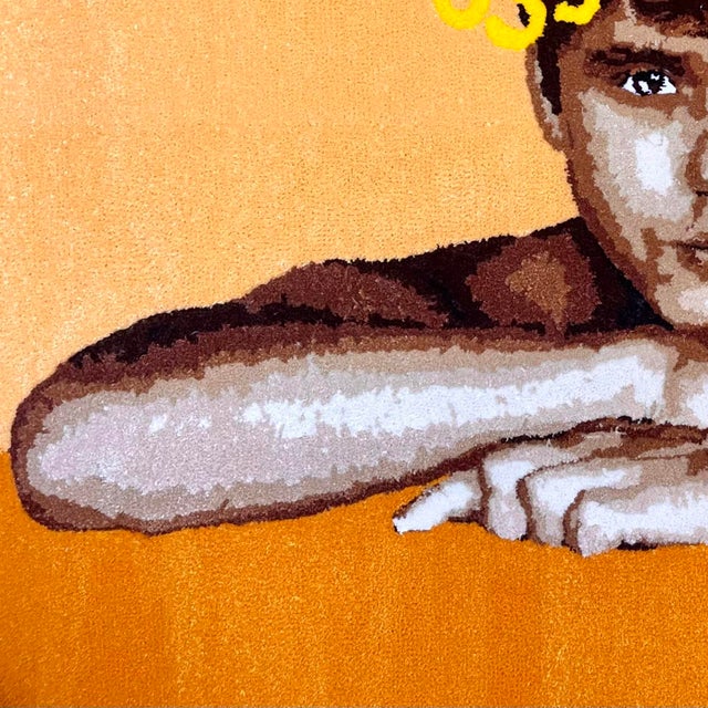 Cedric Vu "28" Acrylic Yarn Self Portrait, Tufted Textile, Male Figure, Warm Orange, Contemporary California Textile Art, Pop Art, 2025 For Sale - Image 4 of 8