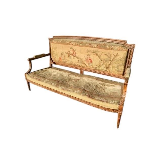 Louis XVI Style Sofa in Walnut For Sale - Image 11 of 11