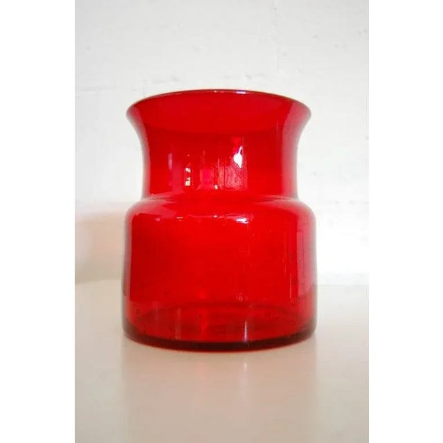Boda Nova Glassworks Vintage Erik Höglund Mid-Century Signed Ruby Red Art Glass Vase for Boda C. 1960s For Sale - Image 4 of 11
