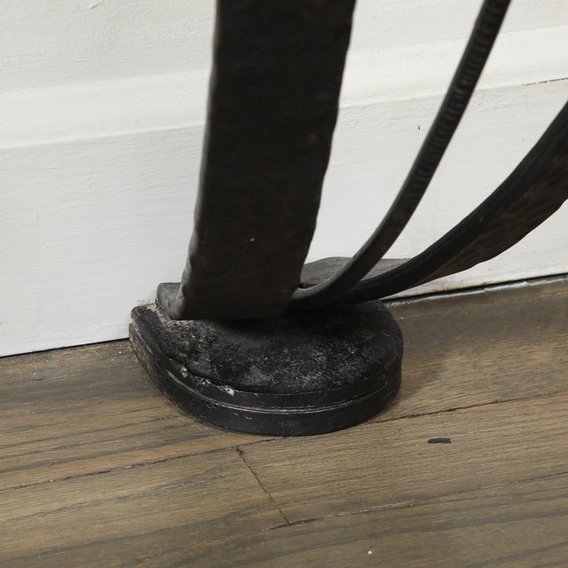 Art Deco Demilune Wrought-Iron Spiral & Noir St Laurent Marble Console Table For Sale - Image 17 of 17