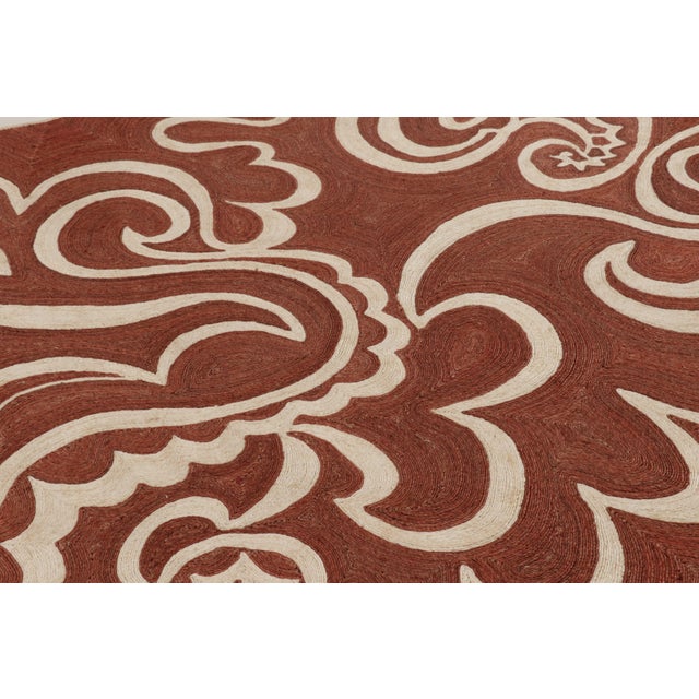 Contemporary Mid-Century Brick Red & Cream Abaca Rug by Rug & Kilim, India For Sale In New York - Image 6 of 10
