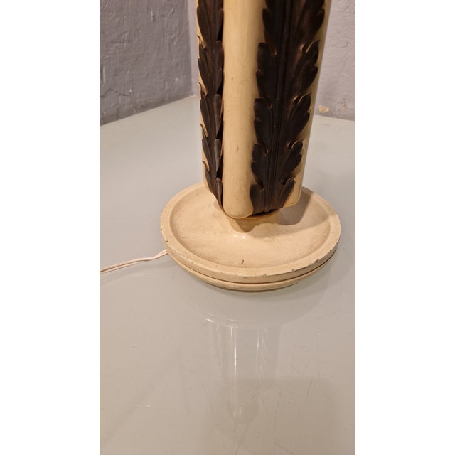 Table Lamp in White Lacquered Wood and Brass Leaves from Osvaldo Borsani, 1940s For Sale - Image 10 of 16