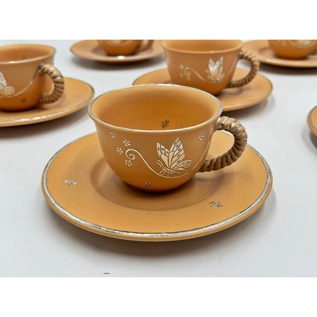 1980s Emilia Castillo Taxco Plata Mexico Butterfly Cup and Saucer Set of 6 For Sale - Image 13 of 18