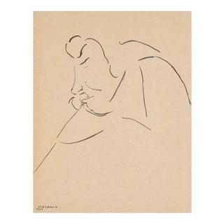 Tartuffe - Original China Ink Drawing by Flor David - 1949 1949 For Sale