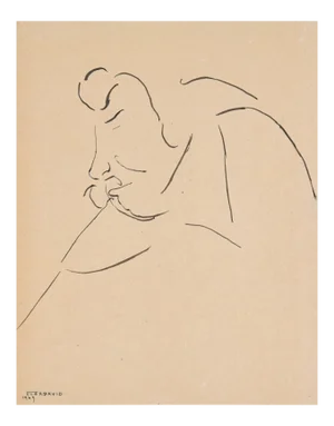 Tartuffe - Original China Ink Drawing by Flor David - 1949 1949