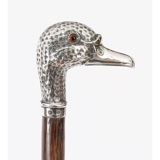 Antique Walking Stick Cane Silver Duck Head Handle, 1890s For Sale - Image 14 of 16