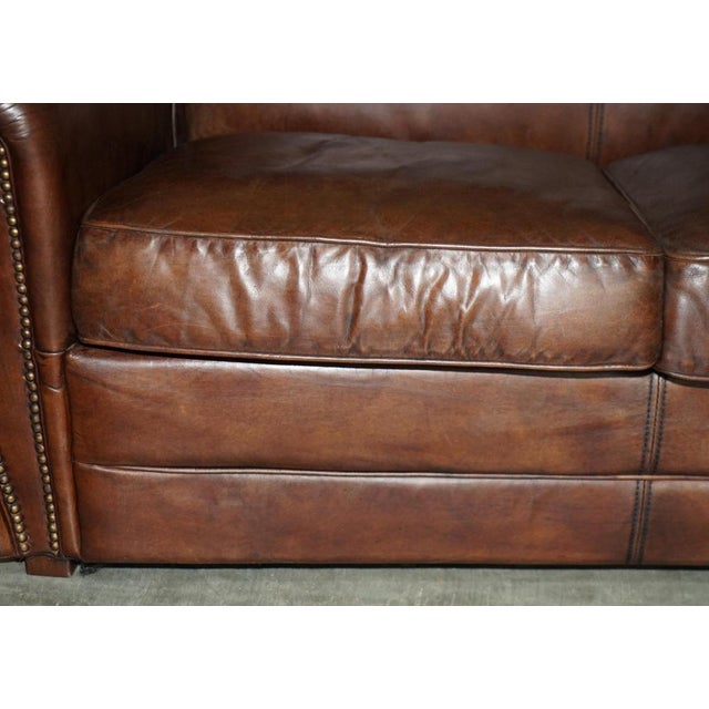 Vintage Chesterfield Sofa in Brown Leather from Halo For Sale - Image 12 of 17