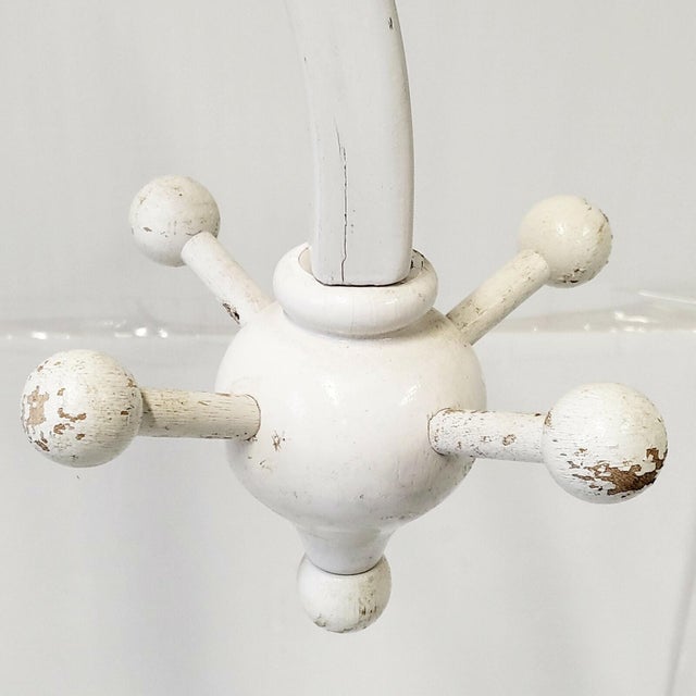 Vintage Sputnik Coat Rack in White Lacquered Wood, 1950s For Sale - Image 4 of 9