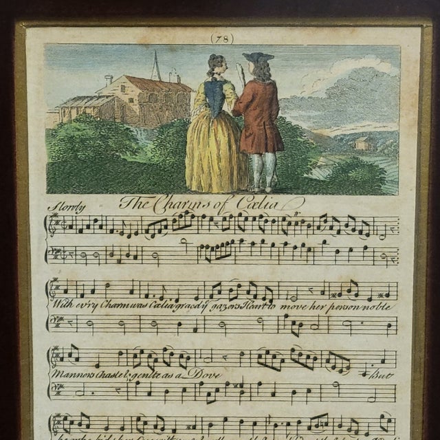 Pair of Late 18th Century English Hand-Tinted Engraved Music Sheets, “The Charms of Celia” & “The Beer-Drinking Briton,” C. 1780 For Sale - Image 9 of 11