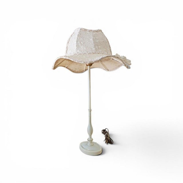 Baroque Lamps with Hat-Shaped Lace Shades, Set of 2 For Sale - Image 5 of 12
