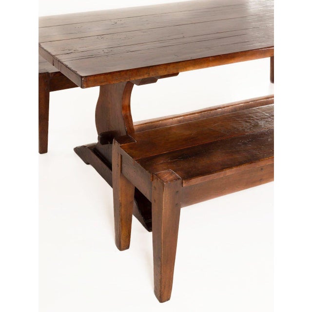 959 Large Solid Cherry Custom Built Dining Table and Two Benches For Sale - Image 12 of 17