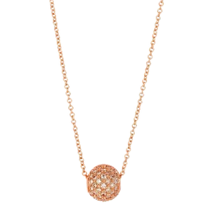 Syna Rose Gold Mini Pave Bead Necklace with Diamonds