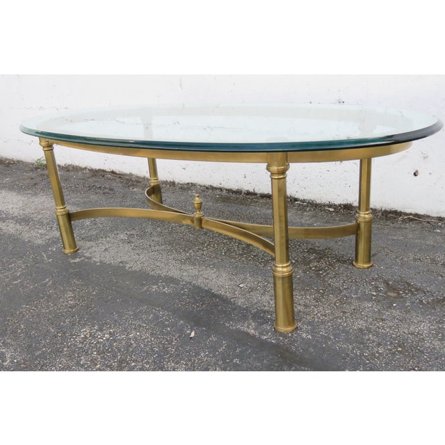Hollywood Regency Brass Finish Oval Coffee Table Made in Italy 6176 For Sale - Image 9 of 17