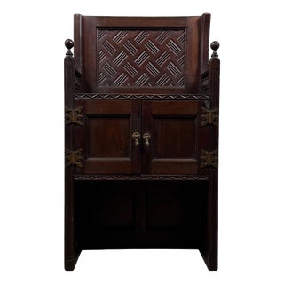 Antique 20th Century Mahogany Hall Seat and Storage Cabinet For Sale