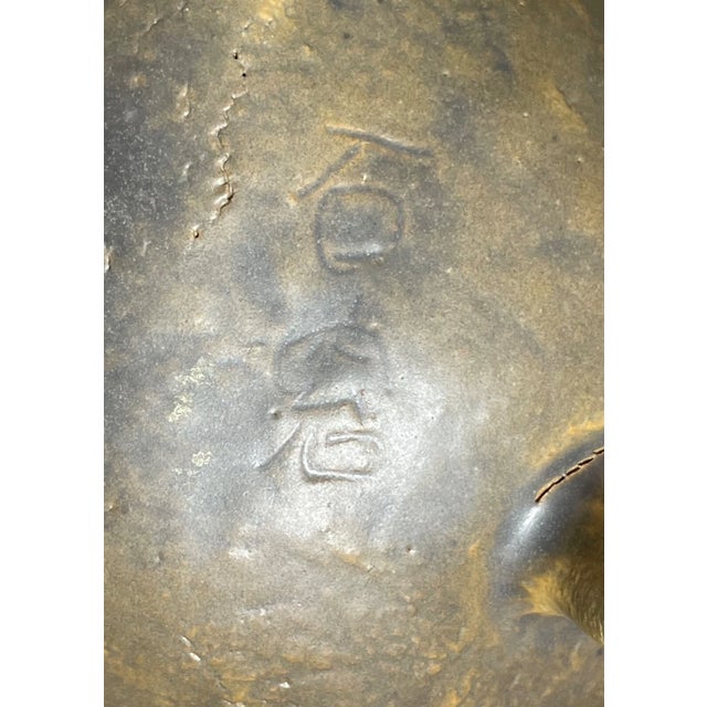 1930s Antique Signed Japanese 3 Piece Studio Green Pottery Teapot Set Sugar Creamer For Sale - Image 5 of 18