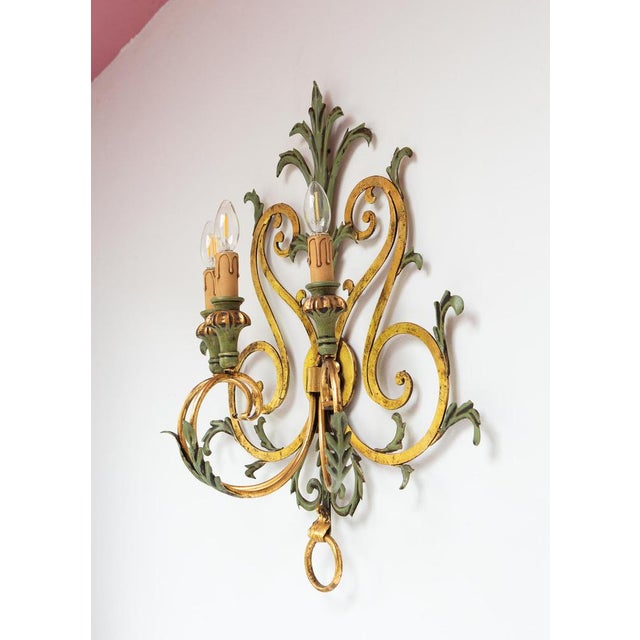 Forest Green Large Vintage Italian Wall Light, 1980s For Sale - Image 8 of 9