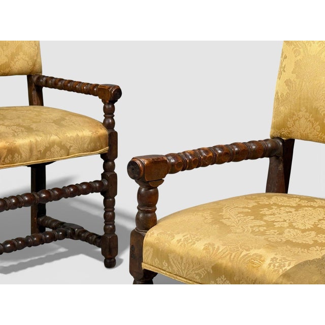 Louis Xiii, Barley Twist Occasional Chairs, Fabric, Cherry, France, 17th C. For Sale In New York - Image 6 of 14