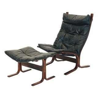 Mid-Century Lounge Chair Siesta and Its Ottoman by Ingmar Relling, Westnofa Furniture, Norway 1960s For Sale