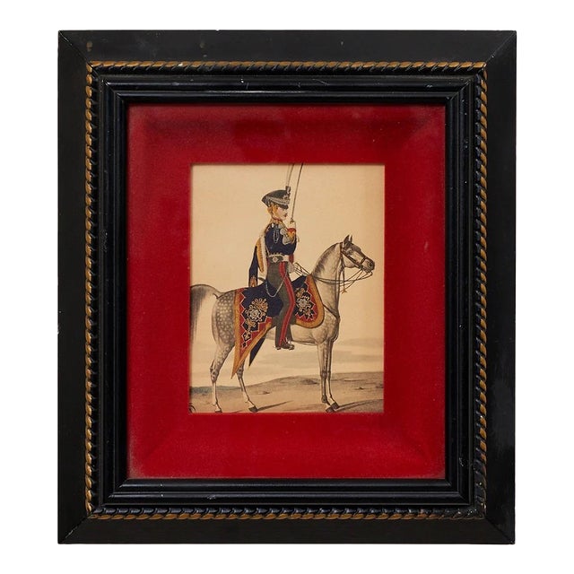 Early 20th Century Lithograph of Prussian Horse and Soldier For Sale