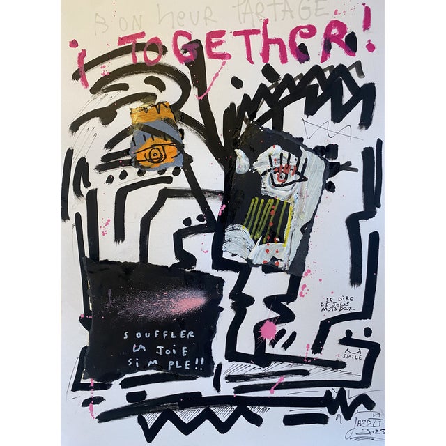 Jazzu, Souffler la joie, Mixed Media on Heavy Paper, 2025 For Sale