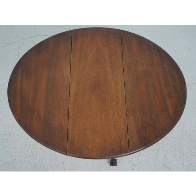 1970s Kittinger Cw-134 Colonial Williamsburg Mahogany Clawfoot Drop Leaf Table For Sale - Image 5 of 12