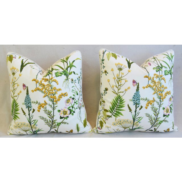 Wildflower Botanical Cotton & Linen Feather/Down Pillows- a Pair For Sale In Los Angeles - Image 6 of 10