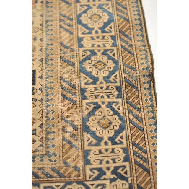 Antique Caucasian Prepidil with Ram Horns in Beige & Navy Rug 4 x 5 For Sale - Image 4 of 13