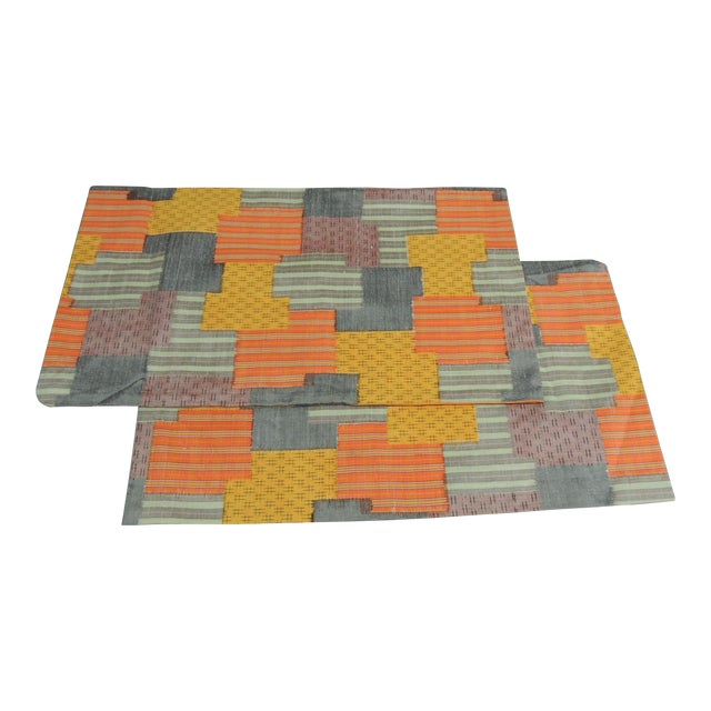Vintage Multi Color Silk Patchwork Style Obi Textiles - Lot of 7 For Sale