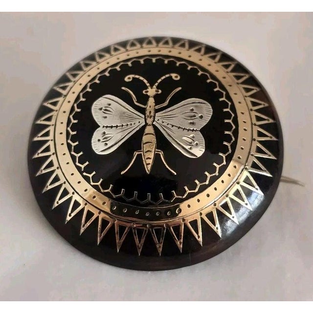 19th Century Victorian Gold and Silver Piqué Butterfly Brooch, 1880 For Sale - Image 5 of 14
