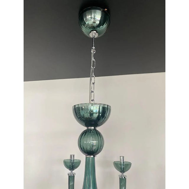 Murano Style Glass Chandelier in Light Green Italian Art Glass by Simoeng For Sale - Image 7 of 8