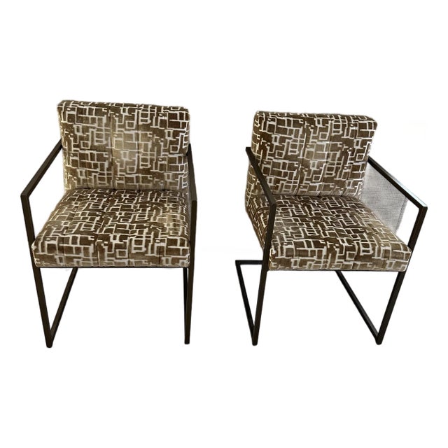 Miles Talbott Accent Chairs in Gold /Linen -Set For Sale