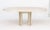 Karl Springer Style Beige Grasscloth Dining Table, with two leaves, pedestal base. Closed: 30" H x 48" W x 47.5" D; open:...