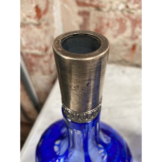 Glass Vintage 1970s Blue Bottles, Italy - a Pair For Sale - Image 7 of 9