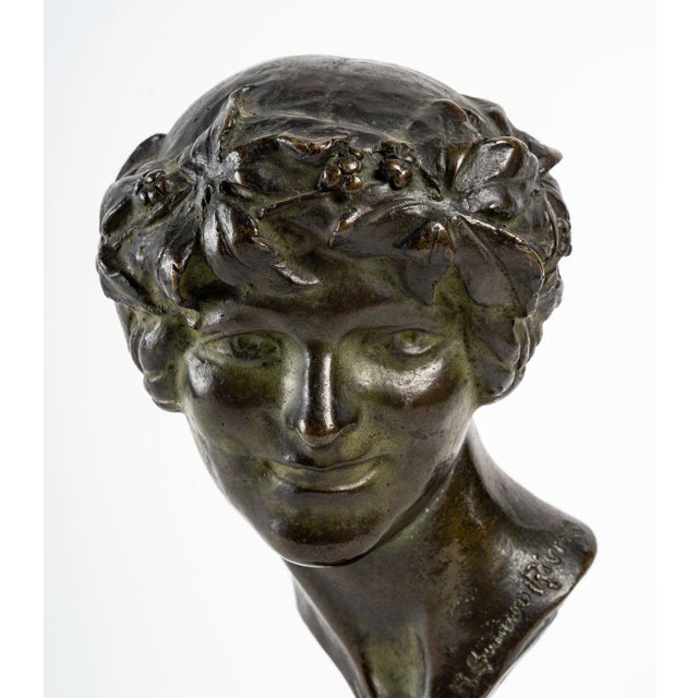 1930s Woman Adorned with Flower, Bronze For Sale - Image 5 of 8